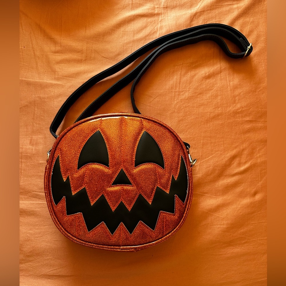 Orange glitter pumpkin bag